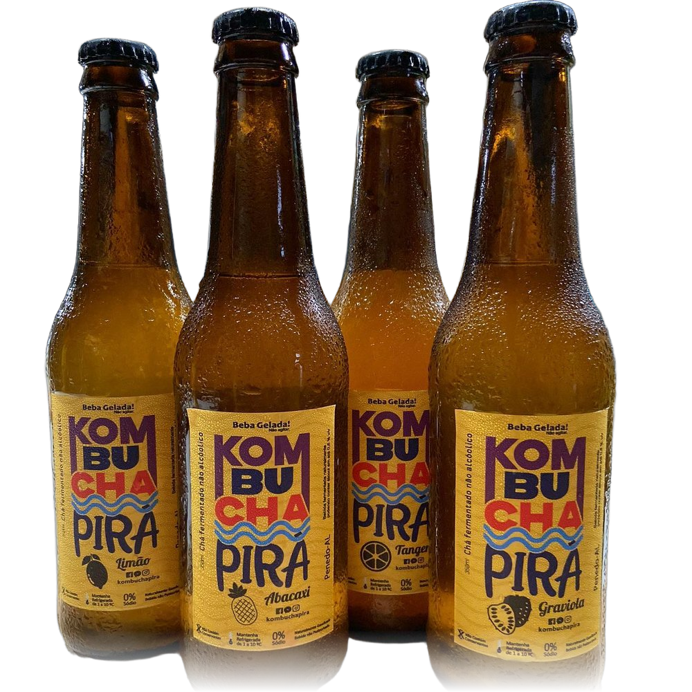 Garrafas de Kombucha Pirá com vários sabores